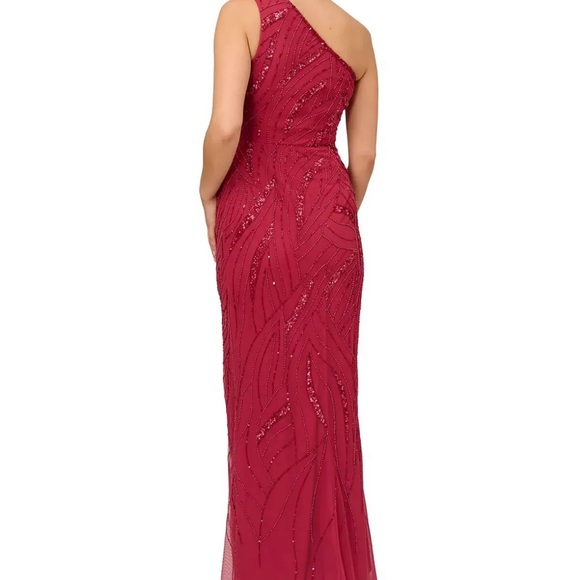 Adrianna Papell Beaded One-Shoulder Gown Size 4 MSRP $299 # 12B 1830 Blm - Picture 5 of 6